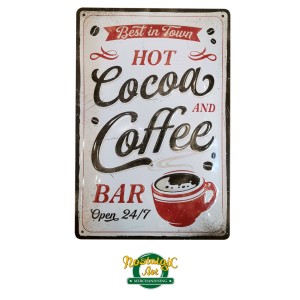 Метална табела "Горещо какао и кафе"
